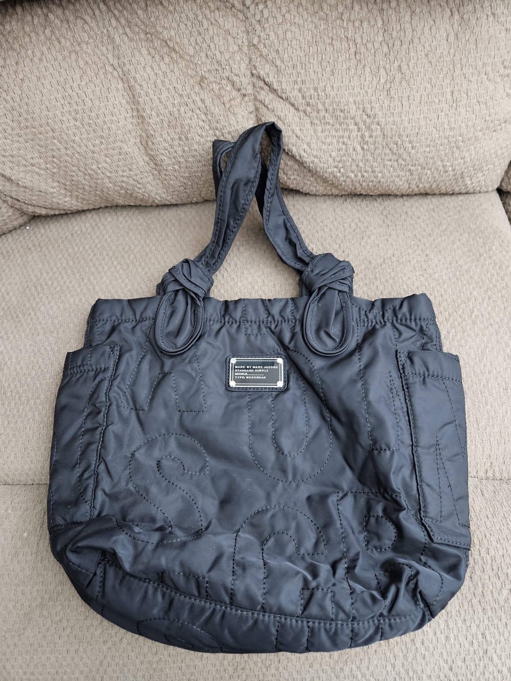 Marc by Marc Jacobs Black Quilted Nylon Tote with Knotted Handles - Picture 3 of 13